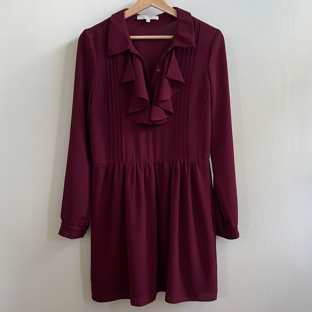 WAYF Burgundy Collared Dress - size S